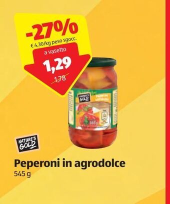 ALDI Nature's gold peperoni in agrodolce 545 g offerta