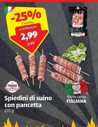 Spiedini di suino con pancetta il podere 270 g