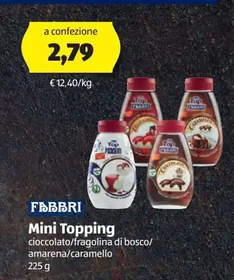 ALDI Fabbri mini topping cioccolato / fragolina di bosco / amarena / caramello 225 g offerta