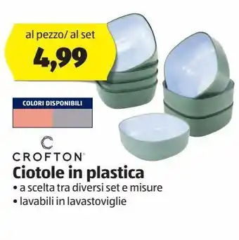 ALDI Ciotole in plastica crofton offerta