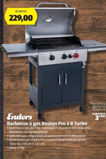ALDI Enders barbecue a gas boston pro 3 r turbo offerta