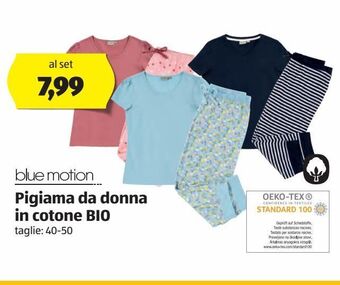 Blue motion pigiama donna in cotone bio