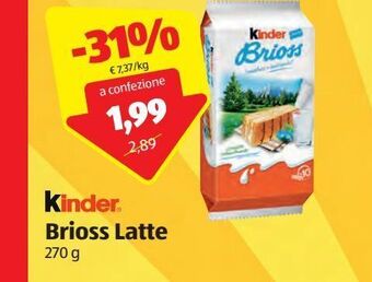 ALDI Kinder brioss latte 270 g offerta