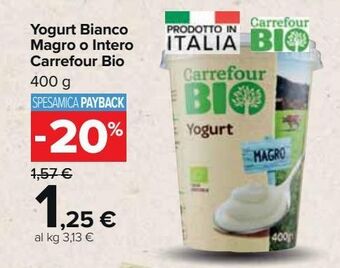 Carrefour Market Yogurt bianco magro o intero carrefour bio offerta