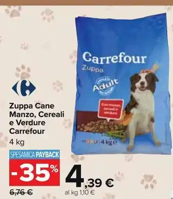 Zuppa cane manzo, cereali e verdure carrefour