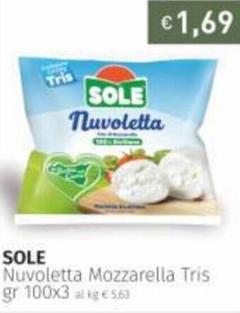 Prezzemolo e Vitale Sole Nuvoletta Mozzarella Tris gr 100x3 offerta