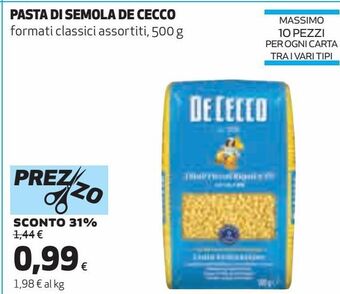 Coop Pasta di semola de cecco offerta