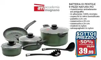 Happy Casa Batteria Di Pentole 9 pezzi Natura Più offerta