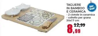 Happy Casa Tagliere in Bamboo e Ceramica 30x17 cm offerta
