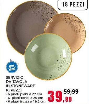 Happy Casa Servizio Da Tavola in Stoneware 18 Pezzi offerta