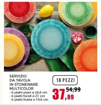 Happy Casa Servizio Da Tavola in Stoneware Multicolor 18 pezzi offerta