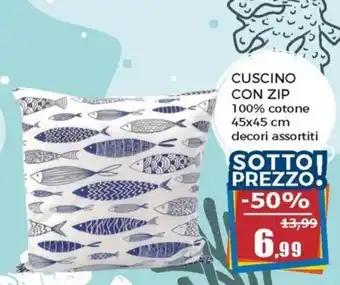 Cuscino Con Zip 100% cotone 45x45 cm