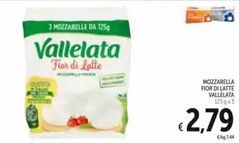 Spazio Conad Vallelata Fior Di Latte Mozzarella 125 g x 3 offerta