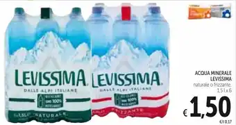 Spazio Conad Levissima Acqua Minerale naturale o frizzante, 1,5 l x 6 offerta