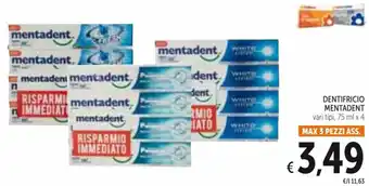 Spazio Conad Mentadent Dentifricio 75 ml x 4 offerta