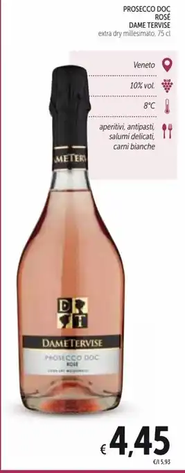Spazio Conad Dame Tervise Prosecco DOC Rosé extra dry millesimato 75 cl offerta