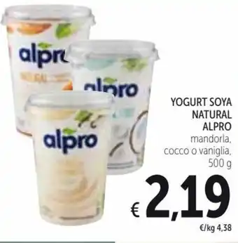 Spazio Conad Alpro Yogurt Soya Natural mandorla, cocco o vaniglia, 500 g offerta