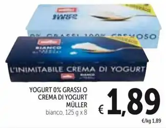 Spazio Conad Müller Yogurt 0% Grassi O Crema di Yogurt bianco 125 g x 8 offerta