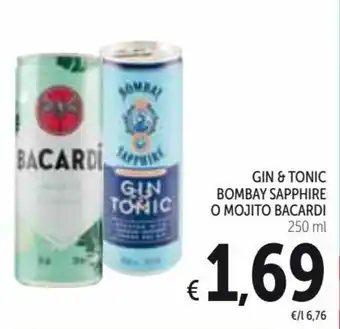 Spazio Conad Gin & Tonic Bombay Sapphire O Mojito Bacardi 250 ml offerta
