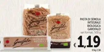 Spazio Conad Garofalo Pasta di Semola Integrale Biologica vari formati 500 g offerta