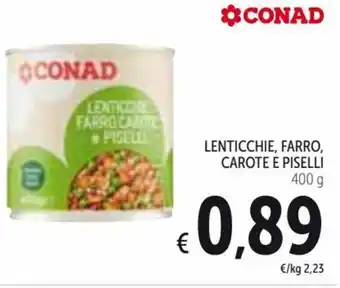 Spazio Conad Conad Lenticchie, Farro, Carote E Piselli 400 g offerta
