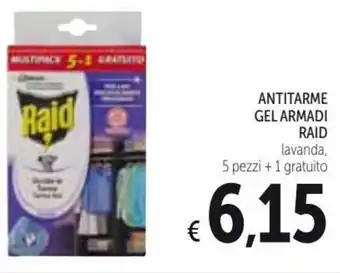 Spazio Conad Raid Antitarme Gel Armadi lavanda, 5 pezzi +1 gratuito offerta