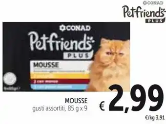 Conad Petfriends Mousse gusti assortiti 85 g x 9