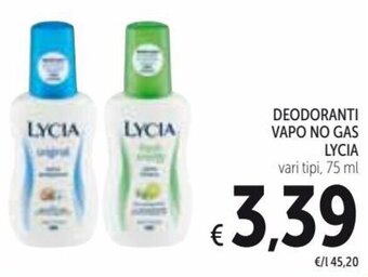 Spazio Conad Lycia Deodoranti Vapo no Gas vari tipi 75 ml offerta