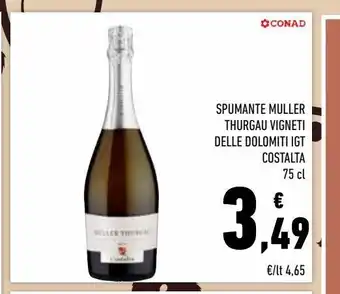 Conad Spumante muller thurgau vigneti delle dolomiti igt costalta offerta