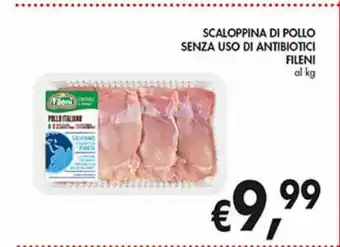Scaloppina di pollo senza uso di antibiotici fileni