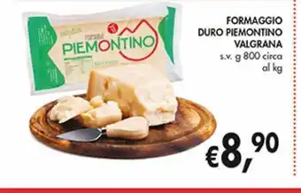 Supermercato Coal Formaggio duro piemontino valgrana g 800 circa, al kg offerta