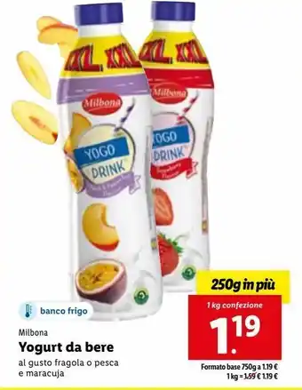 Lidl Milbona yogurt da bere 1kg offerta