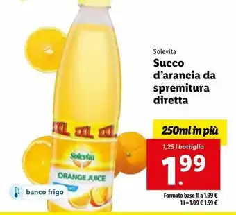 Lidl Solevita succo d’arancia da spremitura diretta 1,25l offerta