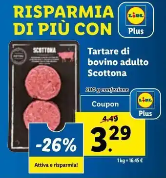 Lidl Tartare di bovino adulto scottona 200g offerta