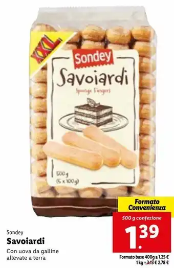 Lidl Sondey savoiardi 500g offerta