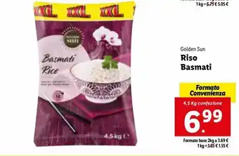 Lidl Golden sun riso basmati 4,5kg offerta