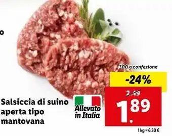 Lidl Salsiccia di suino aperta tipo mantovana 300g offerta