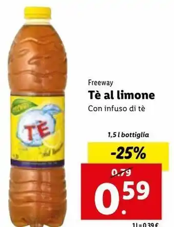 Lidl Freeway tè al limone con infuso di tè 1,5l offerta