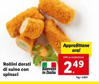 Lidl Rollini dorati di suino con spinaci 500g offerta