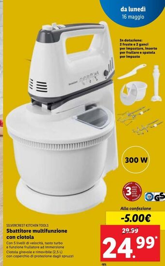 Lidl Silvercrest kitchen tools sbattitore multifunzione con ciotola offerta