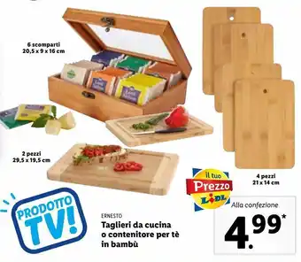 Lidl Ernesto taglieri da cucina o contenitore per tè in bamù offerta