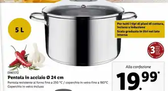 Lidl Ernesto pentola in acciaio ø24 cm offerta