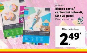 Lidl Blocco carta/cartoncini colorati, 50 o 25 pezzi offerta