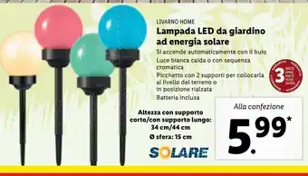 Lidl Livarno home lampada led da giardino ad energia solare offerta