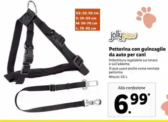 Jollypaw pettorina con guinzaglio da auto per cani