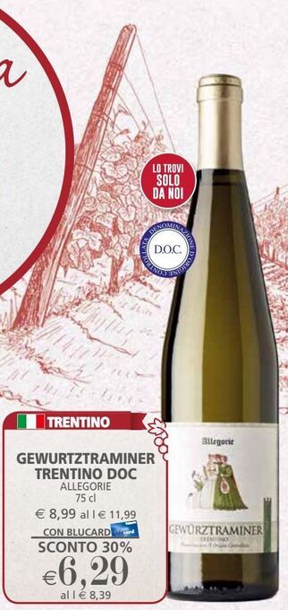 Il Gigante Gewurztraminer trentino doc allegorie 75 cl offerta