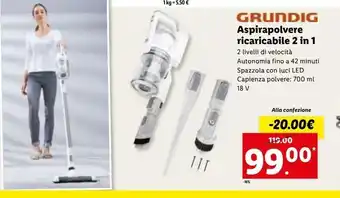 Lidl Aspirapolvere ricaricabile 2 in 1 offerta