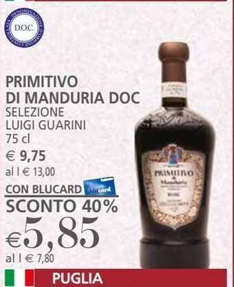Il Gigante Primitivo di manduria doc selezione luigi guarini 75 cl offerta