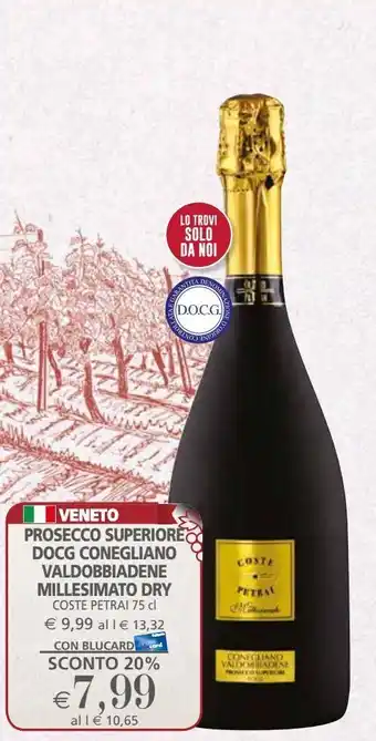 Il Gigante Prosecco superiore conegliano valdobbiadene millesimato dry coste petrai 75 cl offerta