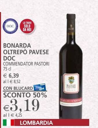 Bonarda oltrepò pavese doc commendator pastori 75 cl